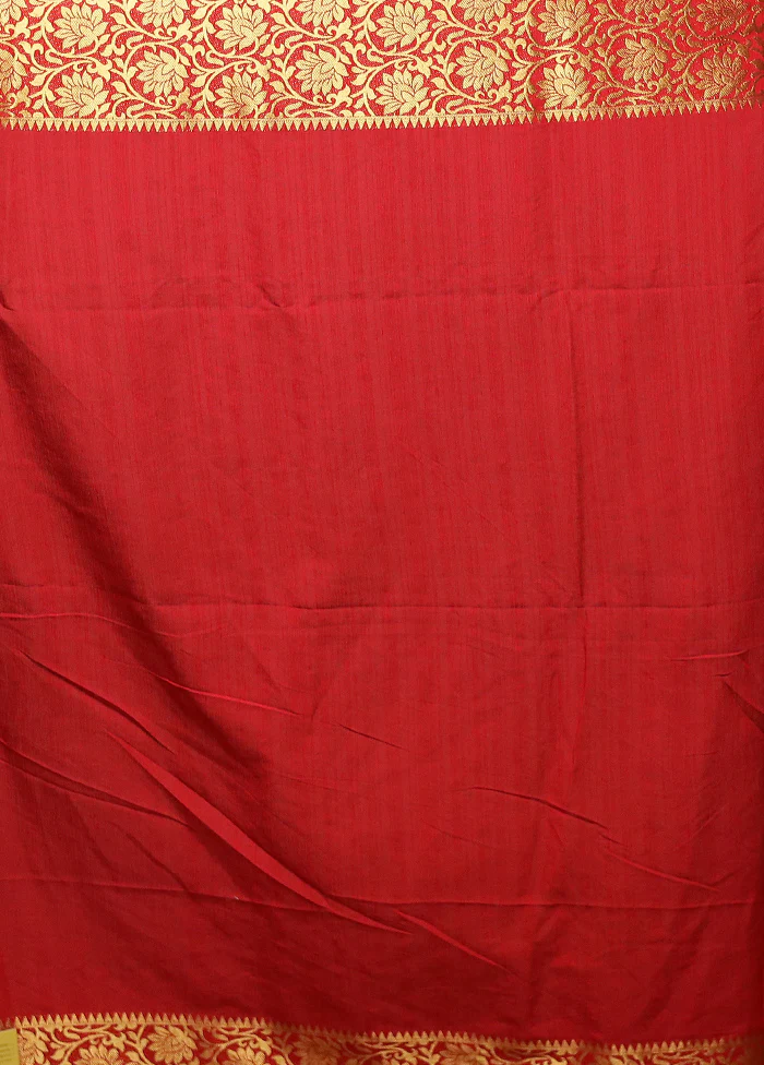 White Dupion Silk Saree With Blouse Piece - Image 5