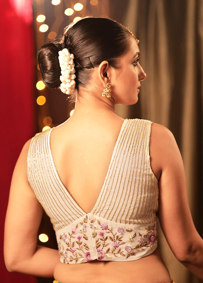 White Georgette Designer Blouse - Image 2