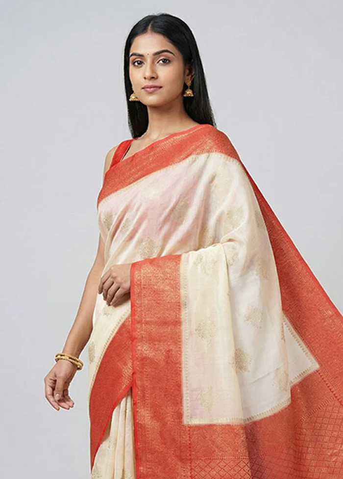 White Georgette Saree With Blouse Piece - Image 2