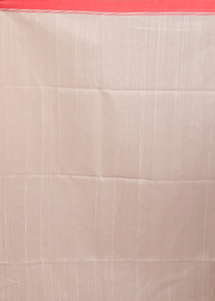 White Handloom Matka Pure Silk Saree With Blouse Piece - Image 5