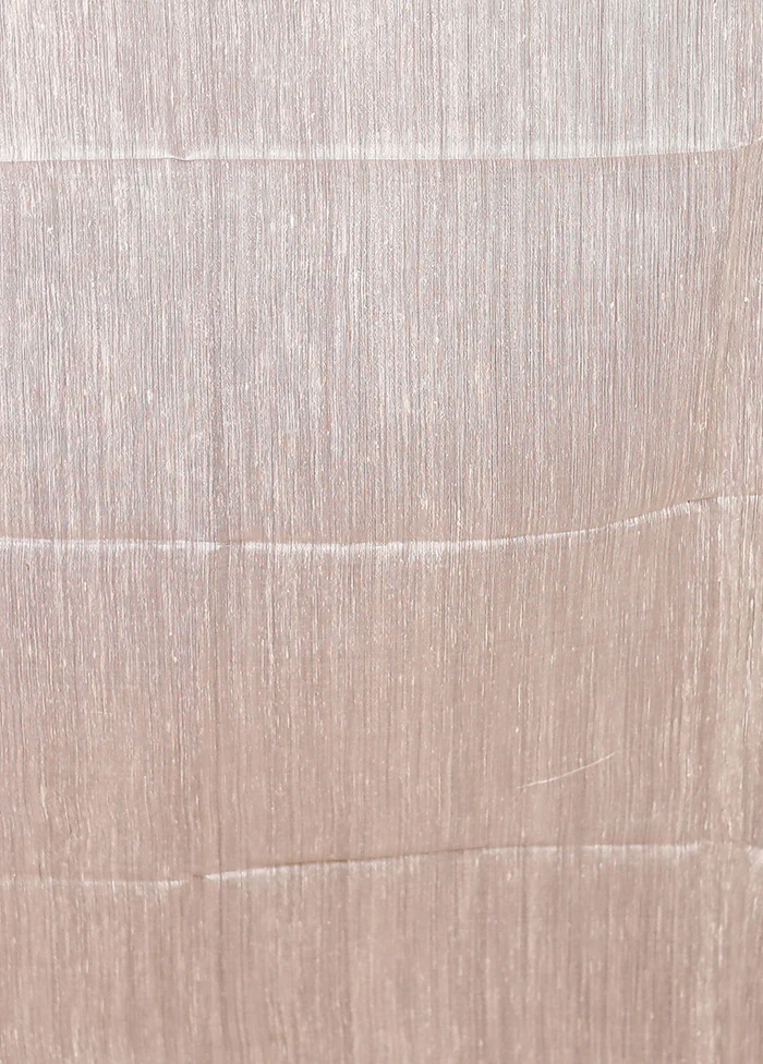 White Handloom Matka Pure Silk Saree With Blouse Piece - Image 5