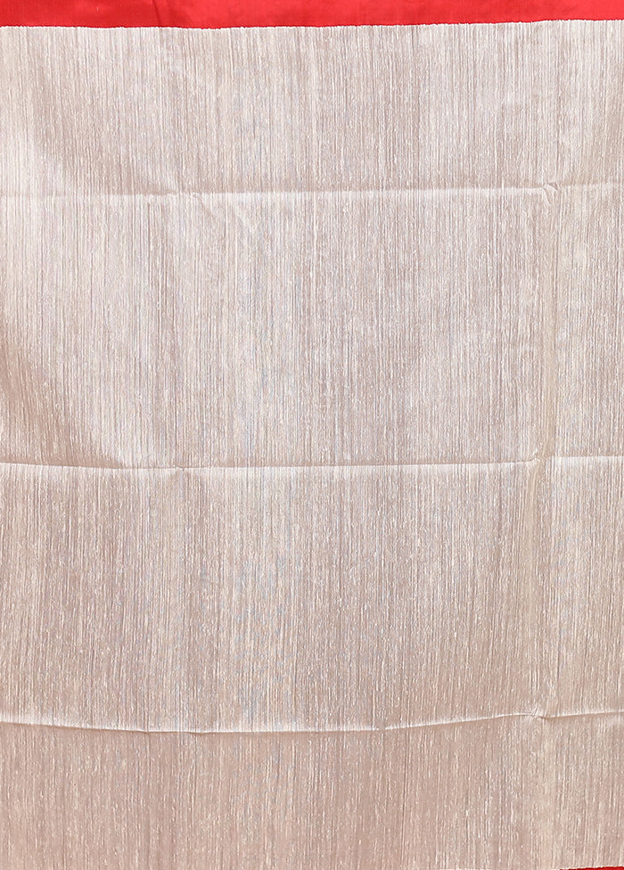 White Handloom Matka Pure Silk Saree With Blouse Piece - Image 5
