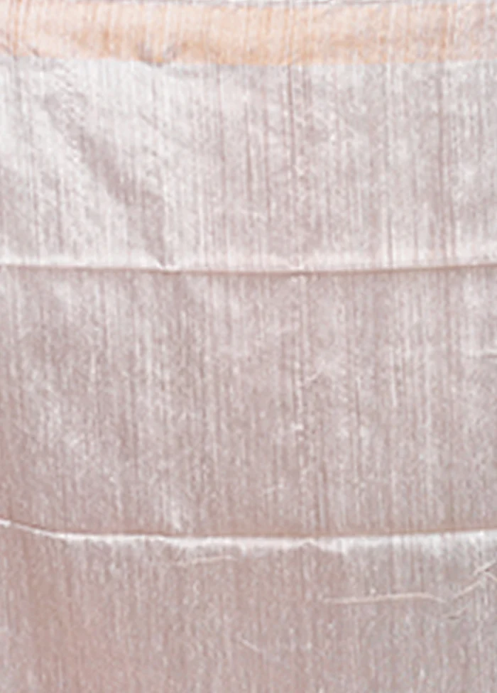 White Handloom Matka Pure Silk Saree With Blouse Piece - Image 5