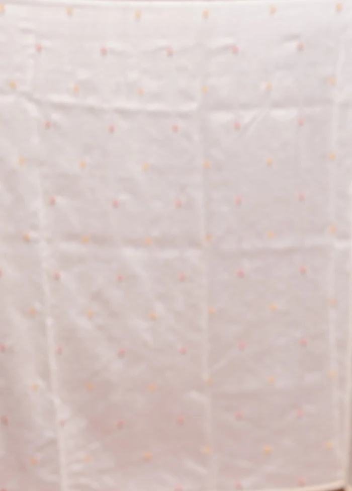 White Handloom Pure Organza Saree With Blouse Piece - Image 5