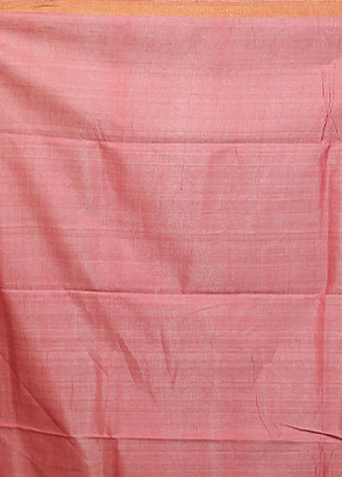 White Handloom Tussar Pure Silk Saree With Blouse Piece - Image 5