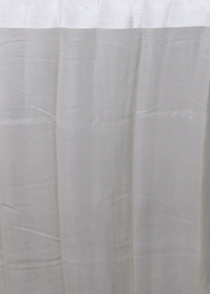 White Kora Silk Saree With Blouse Piece - Image 5