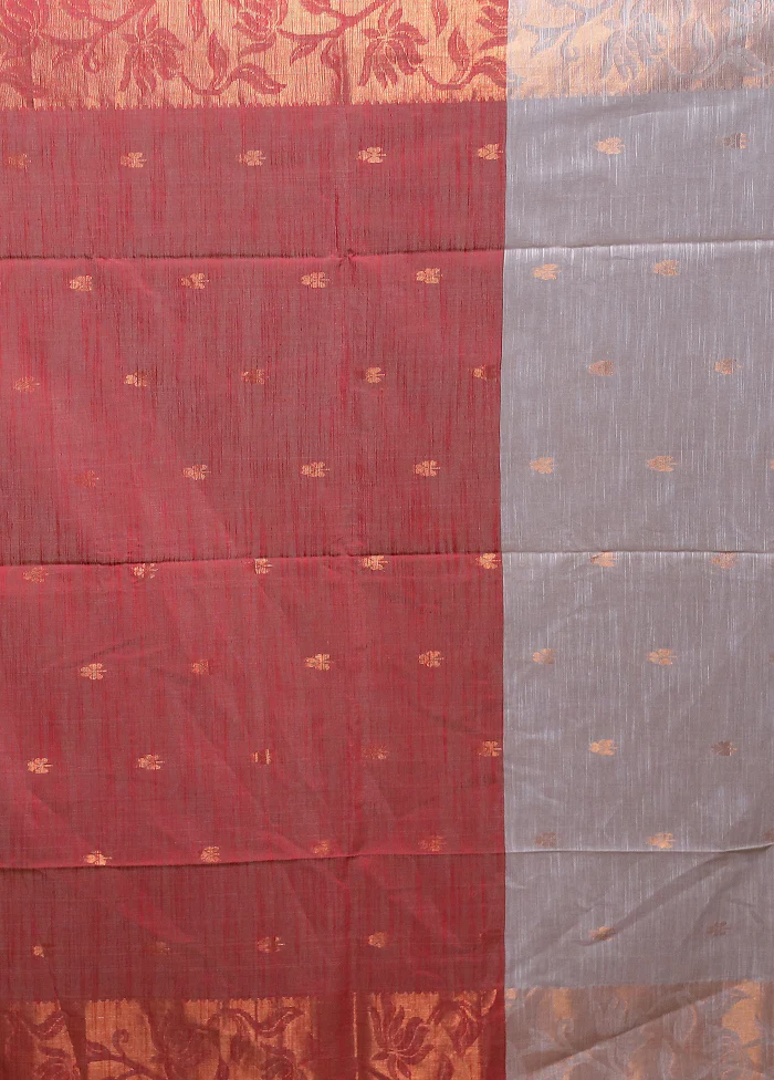White Matka Silk Saree With Blouse Piece - Image 5