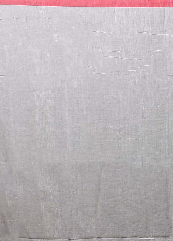 White Matka Silk Saree With Blouse Piece - Image 5