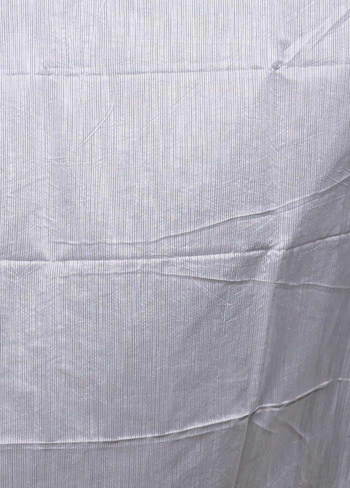 White Matka Silk Saree With Blouse Piece - Image 5