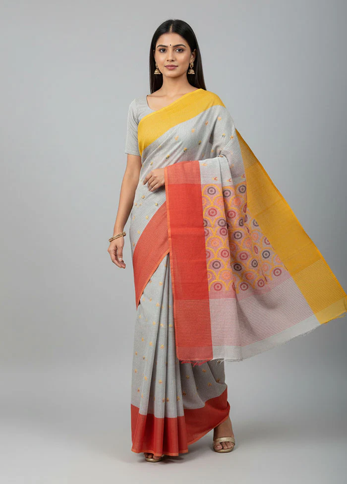 White Matka Silk Saree With Blouse Piece