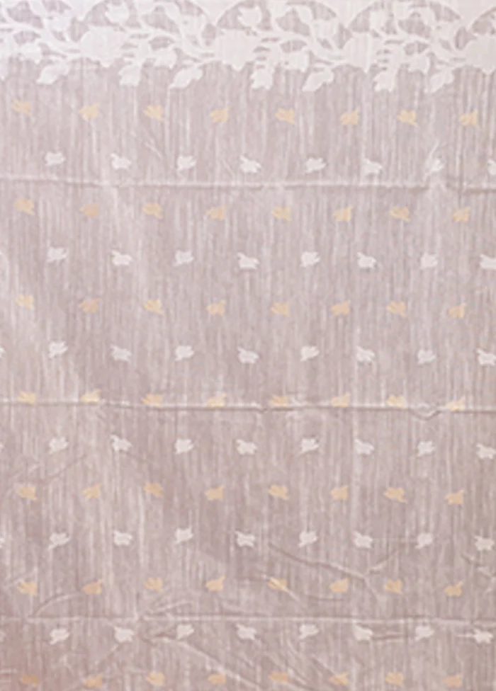White Matka Silk Saree With Blouse Piece - Image 5