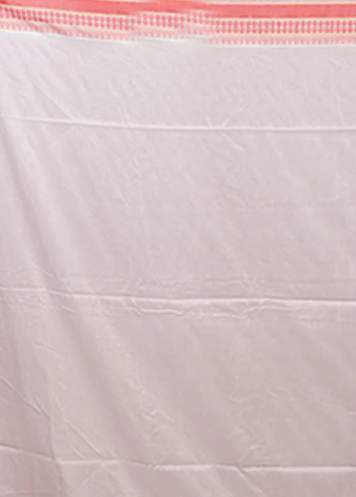 White Matka Silk Saree With Blouse Piece - Image 5