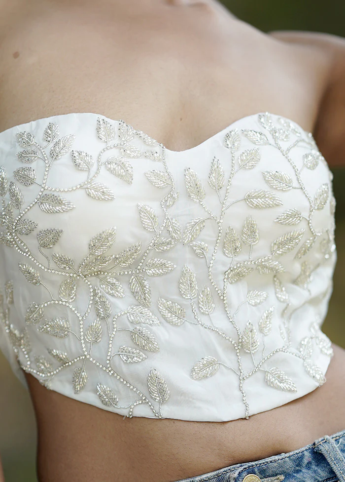 White Organza Designer Blouse - Image 4