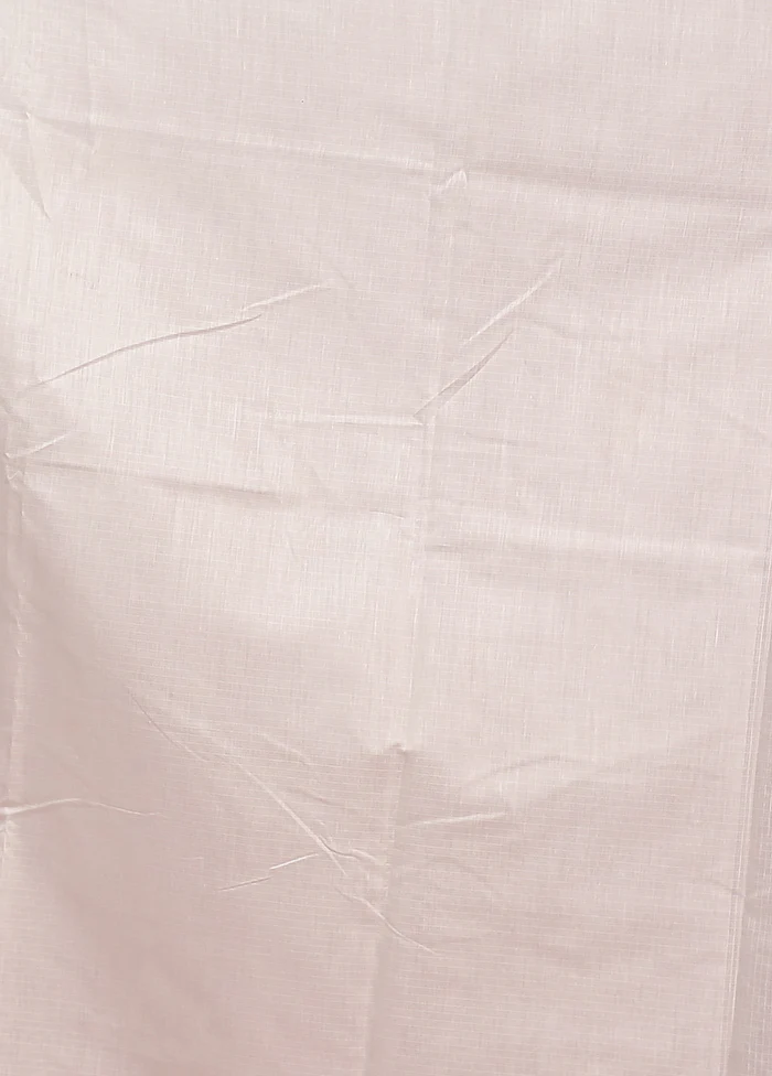 White Pure Cotton Saree With Blouse Piece - Image 5