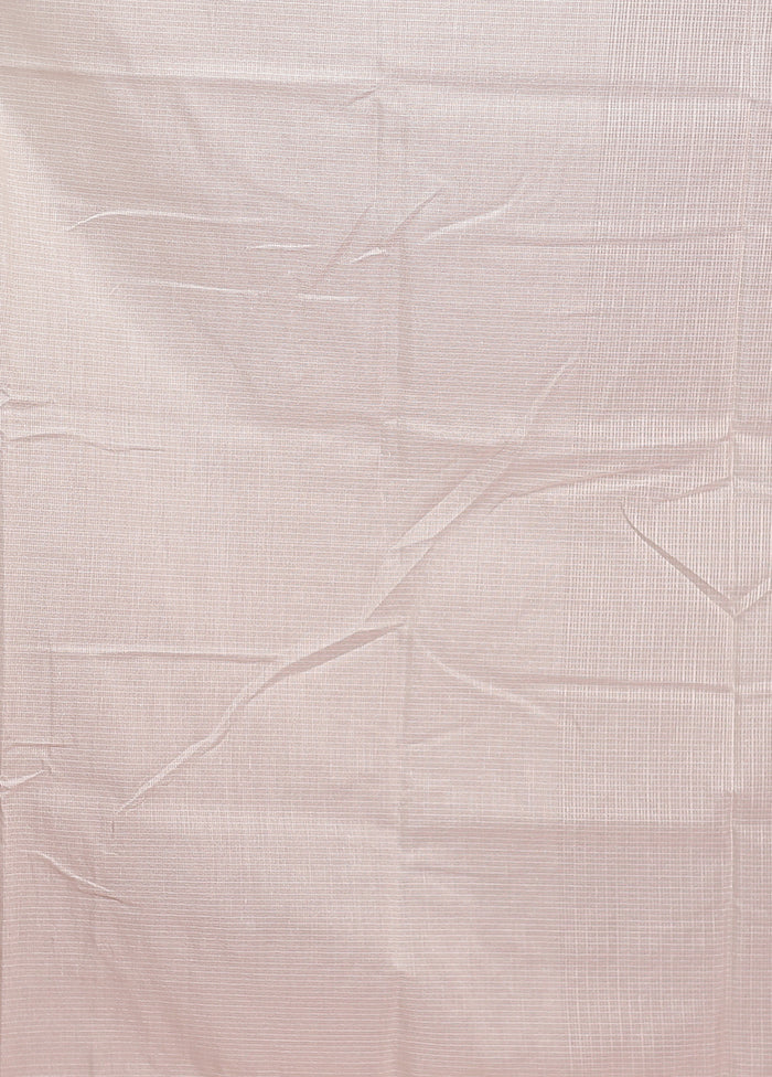 White Pure Cotton Saree With Blouse Piece - Image 5