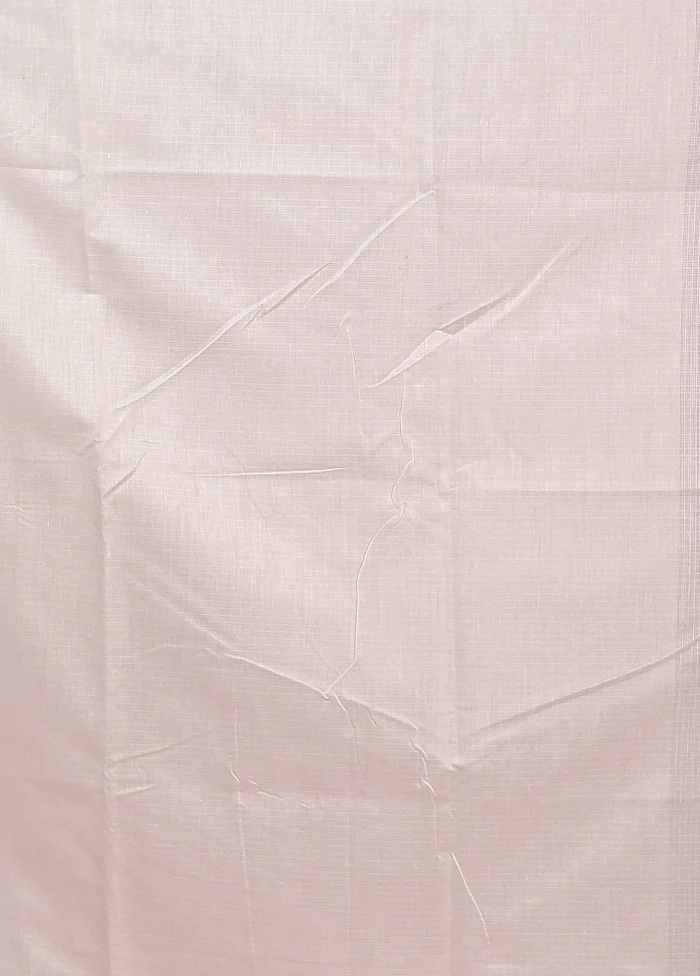 White Pure Cotton Saree With Blouse Piece - Image 5