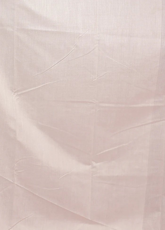 White Pure Cotton Saree With Blouse Piece - Image 5