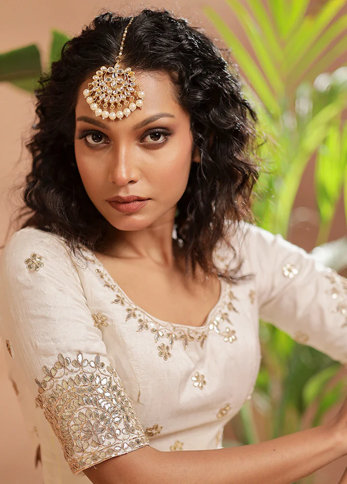 White Silk Designer Blouse - Image 3