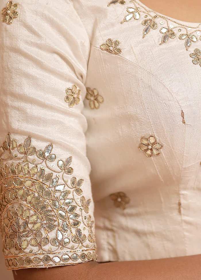 White Silk Designer Blouse - Image 4