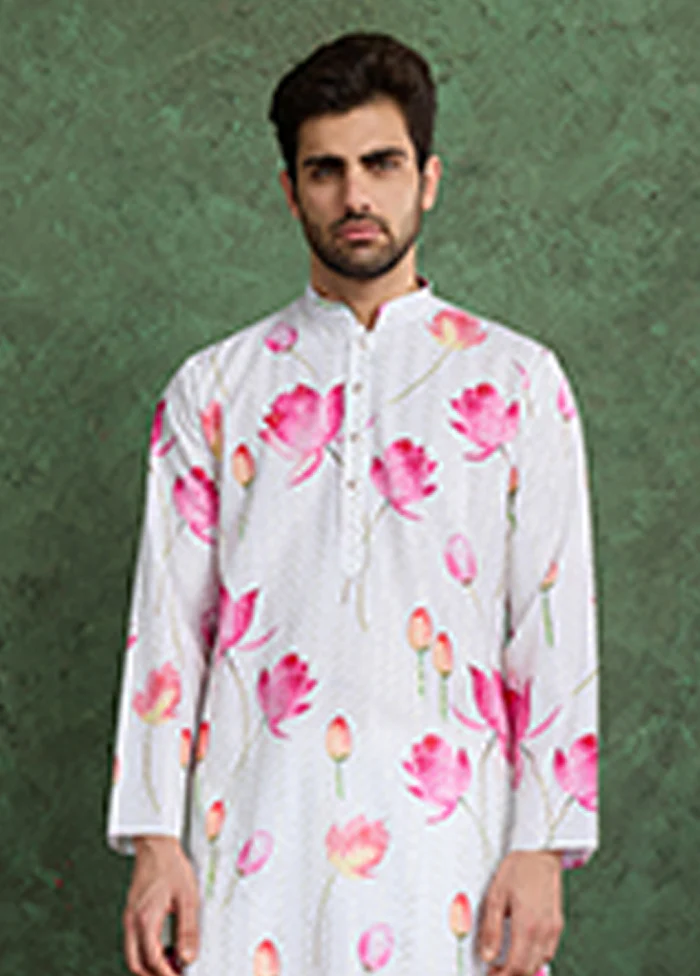 White Silk Kurta - Image 2