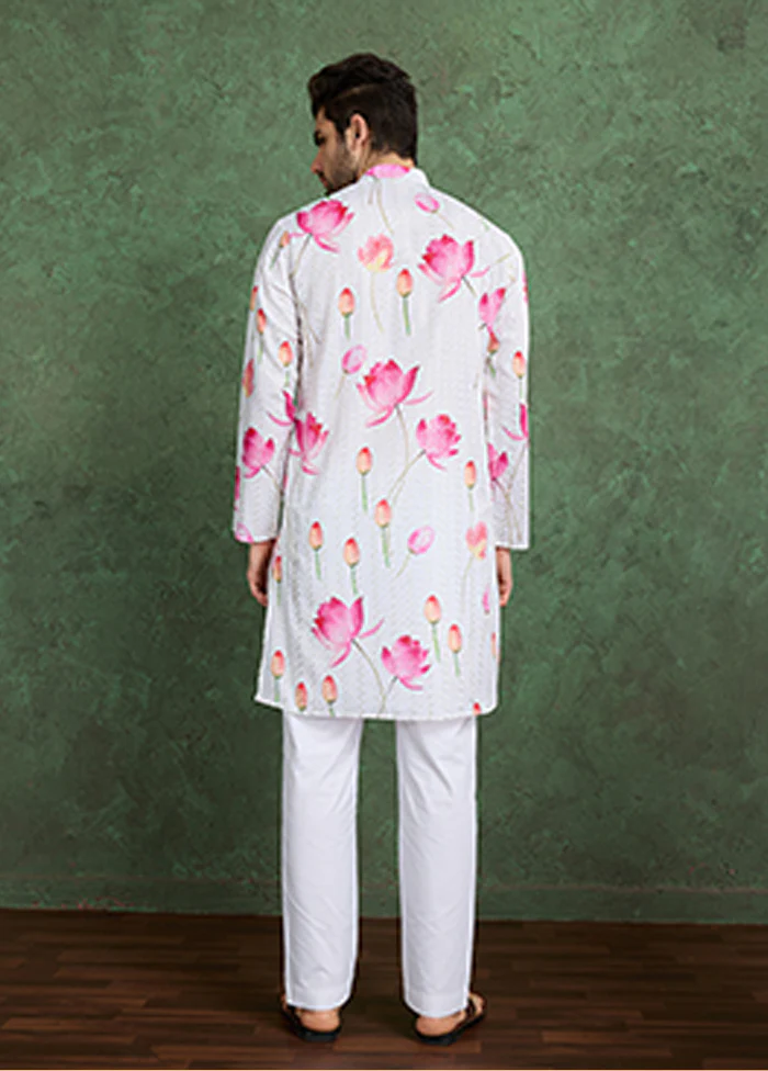 White Silk Kurta - Image 3