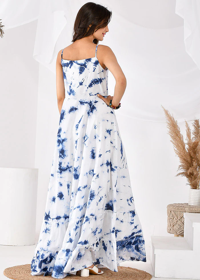 White Sleeveless Cotton Ombre Maxi Dress - Image 2