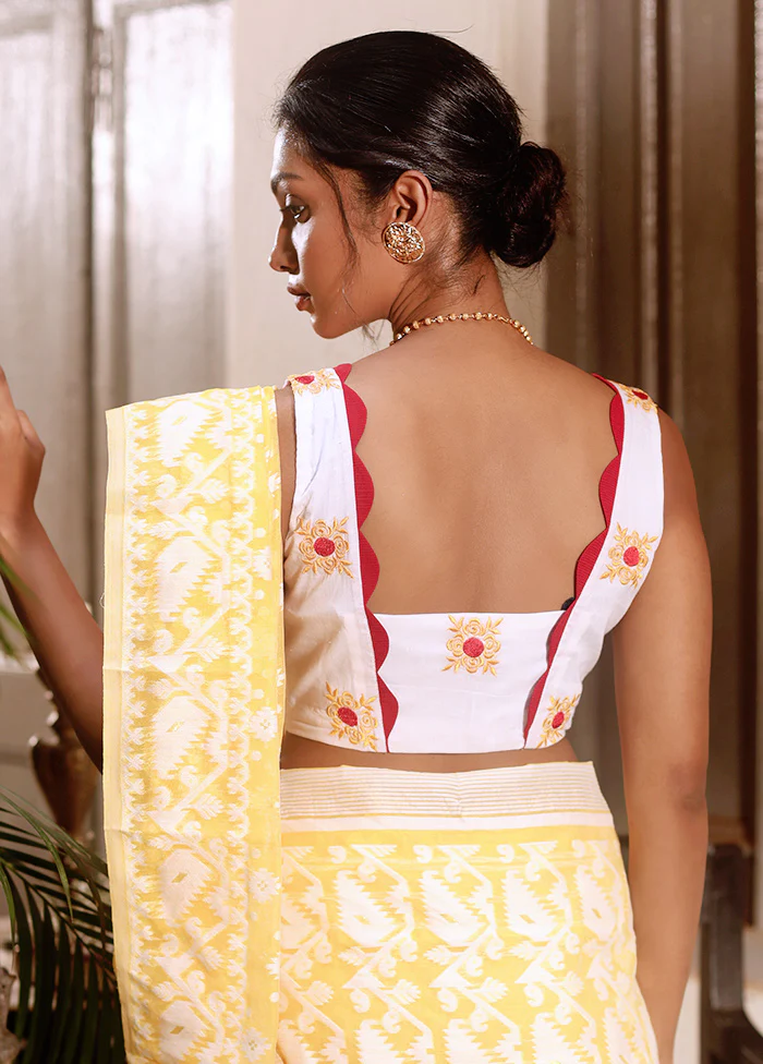 White Square Neck Designer Blouse - Image 2