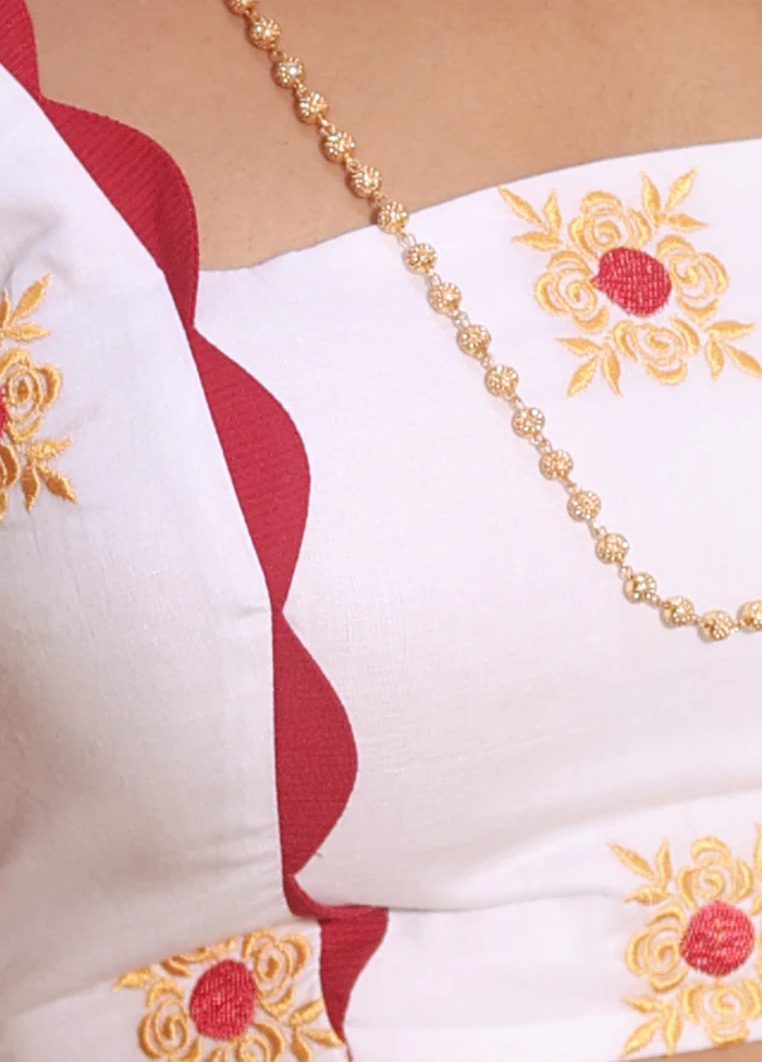 White Square Neck Designer Blouse - Image 4
