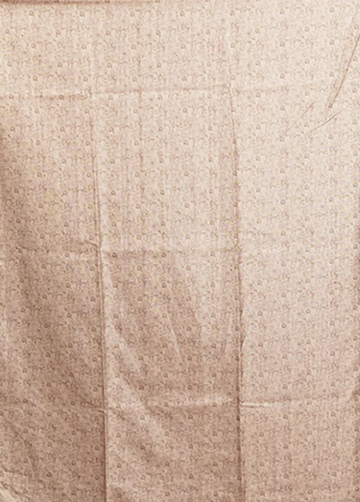 White Tussar Silk Saree With Blouse Piece - Image 5