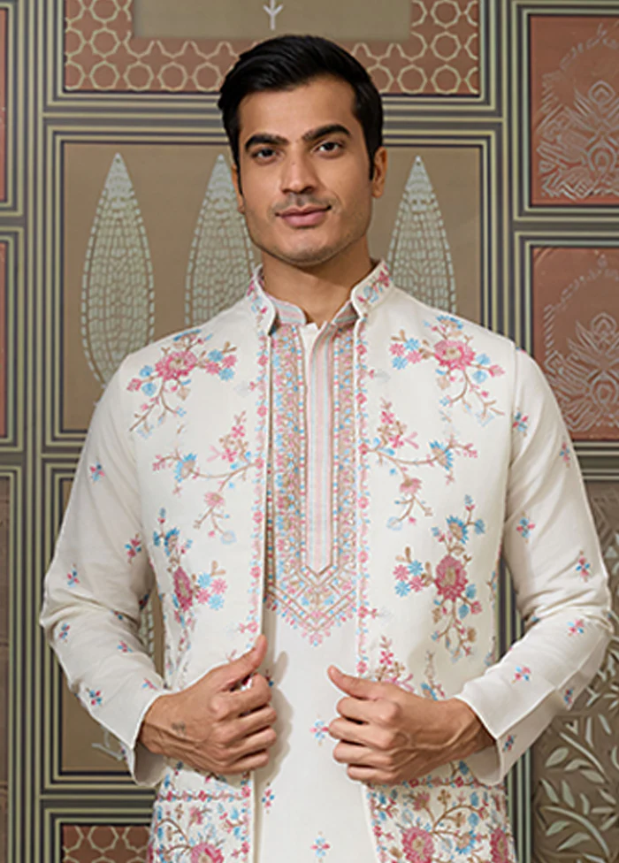White Viscose Kurta & Pajama Set - Image 2