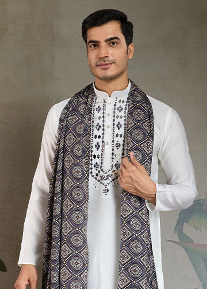 White Viscose Kurta With Dupatta - Image 2