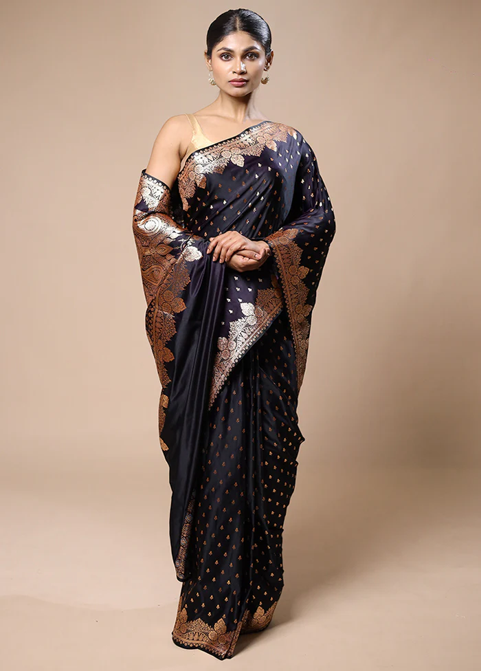 Wine Banarasi Silk Saree With Blouse Piece - Image 2