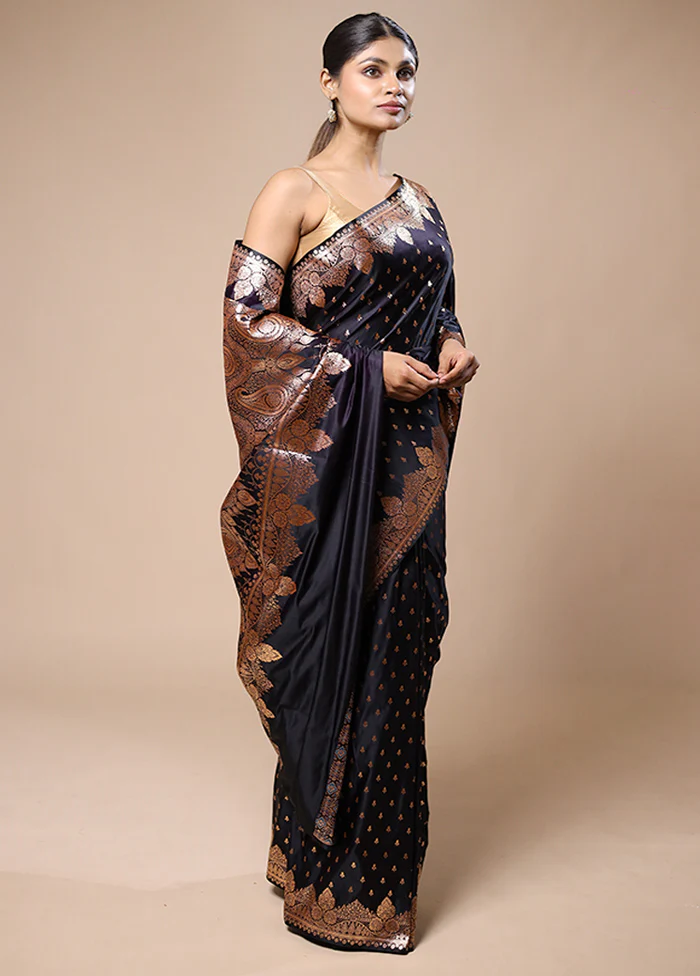 Wine Banarasi Silk Saree With Blouse Piece - Image 4