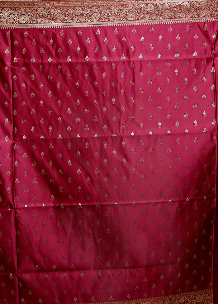 Wine Banarasi Silk Saree With Blouse Piece - Image 5