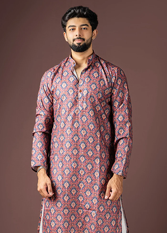 Wine Cotton Kurta & Pajama Set - Image 2