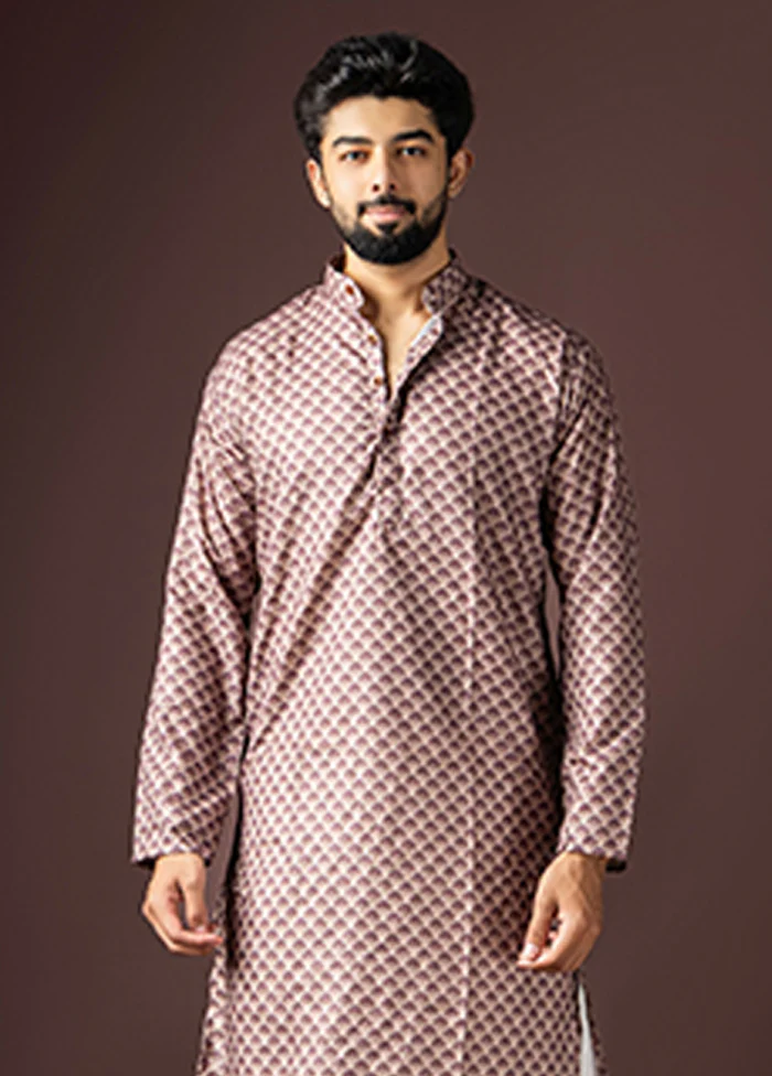 Wine Cotton Kurta & Pajama Set - Image 2