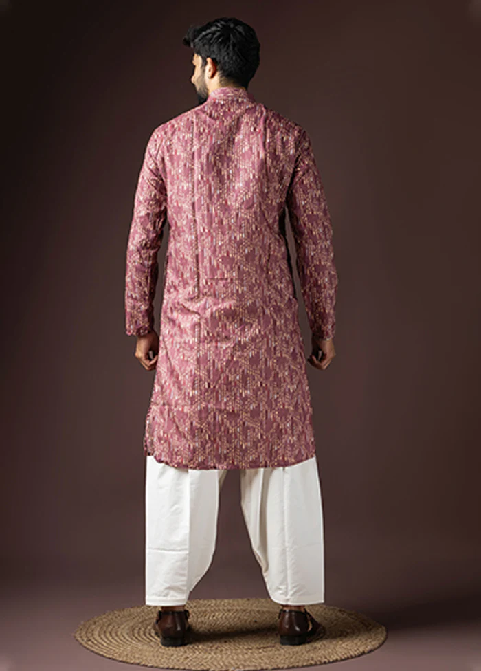 Wine Cotton Kurta & Pajama Set - Image 3