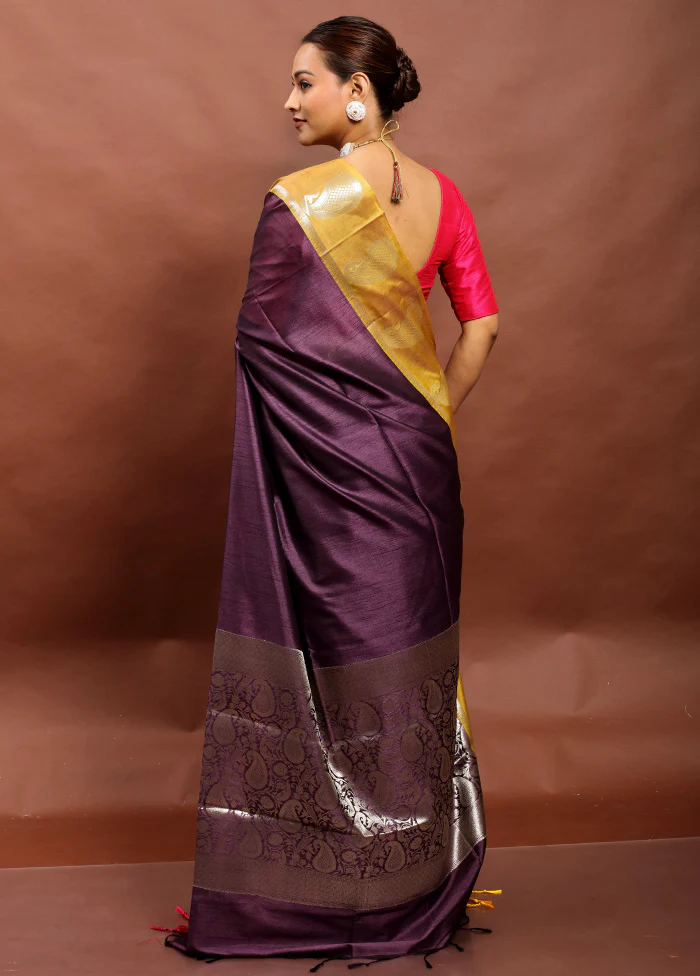 Wine Cotton Saree With Blouse Piece - Image 3