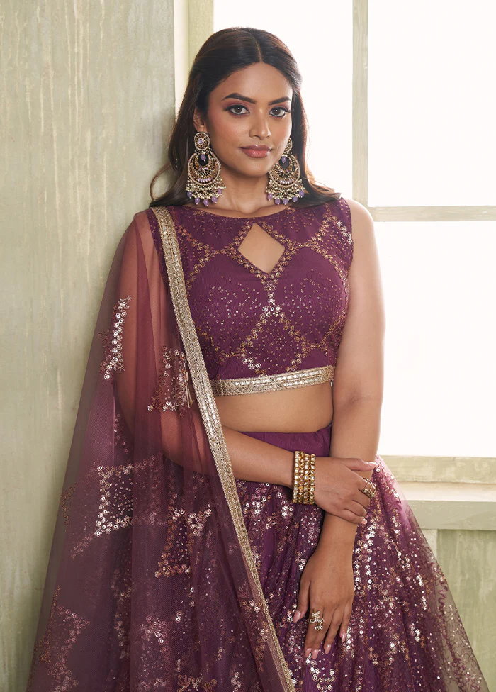 Wine Net Lehenga Set - Image 2