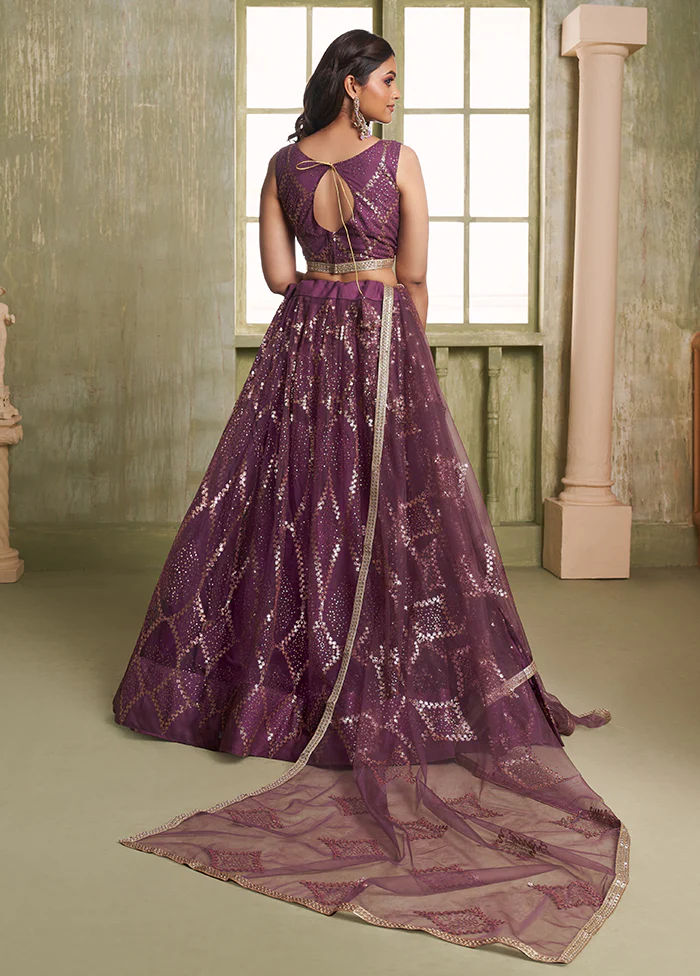 Wine Net Lehenga Set - Image 3