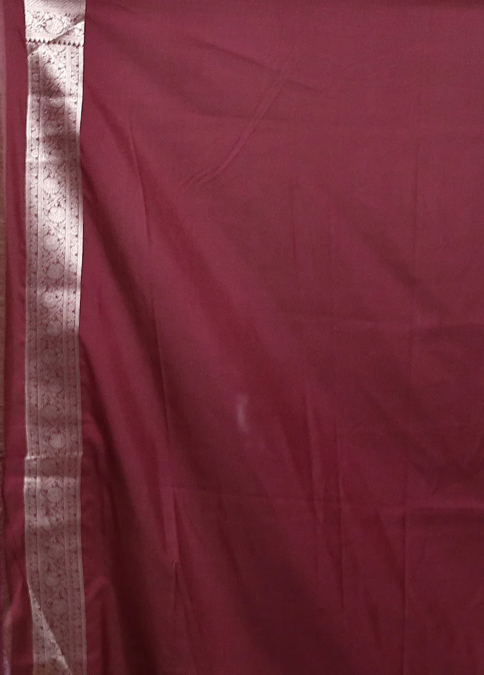 Wine Uppada Silk Saree With Blouse Piece - Image 5