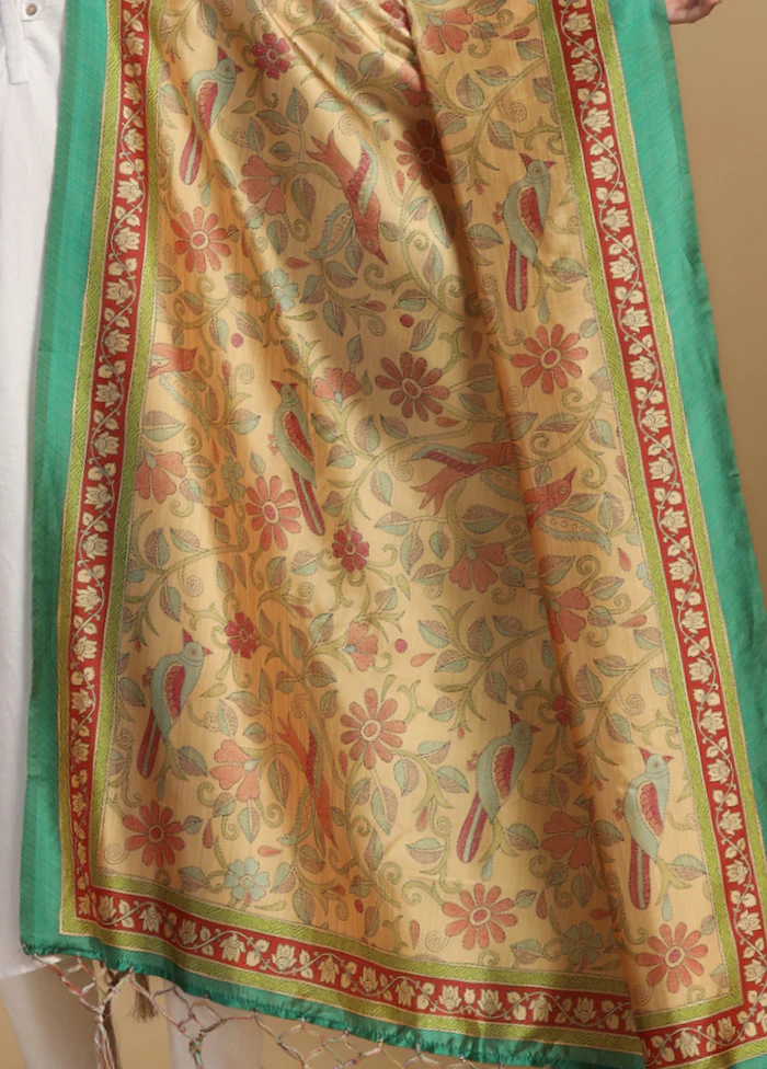 Yellow Banarasi Silk Dupatta - Image 3