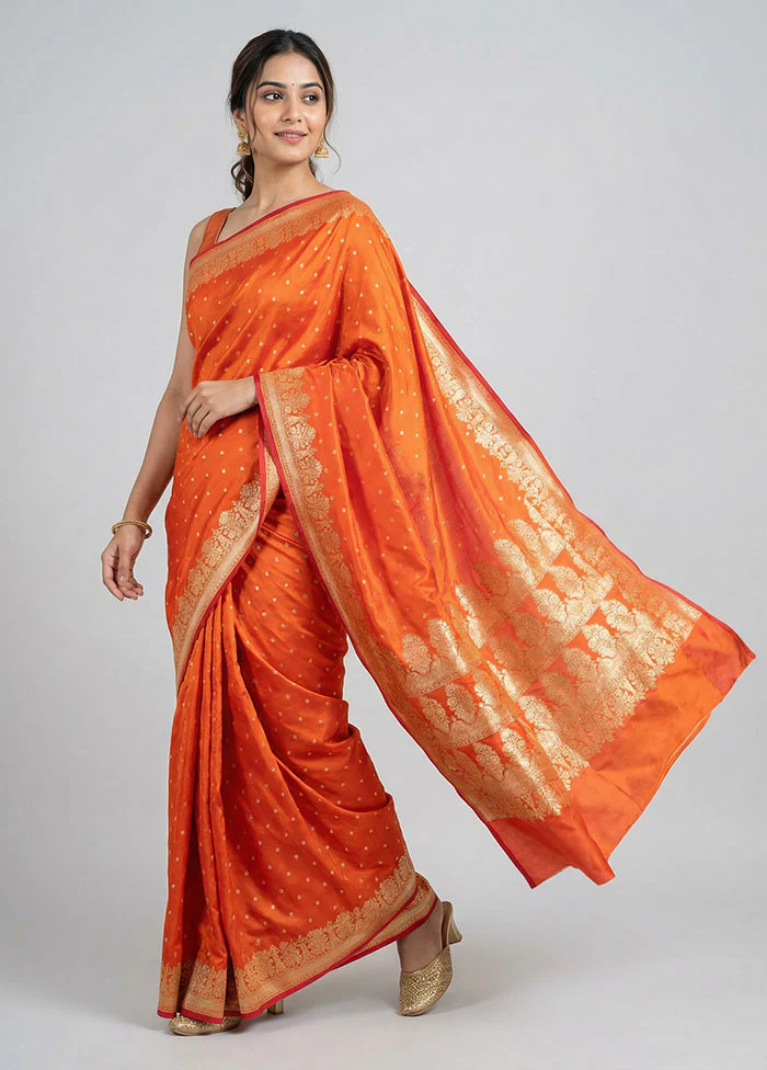 Yellow Banarasi Silk Saree With Blouse Piece