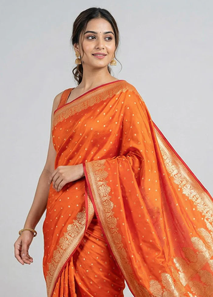Yellow Banarasi Silk Saree With Blouse Piece - Image 2