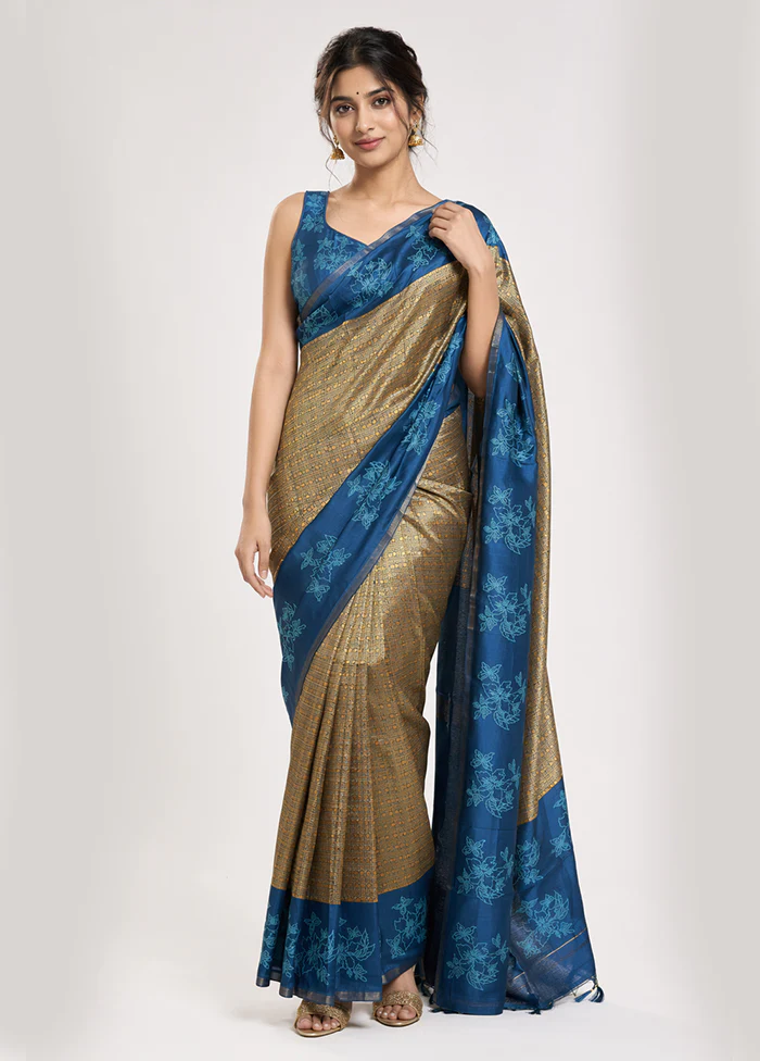 Yellow Banarasi Silk Saree With Blouse Piece