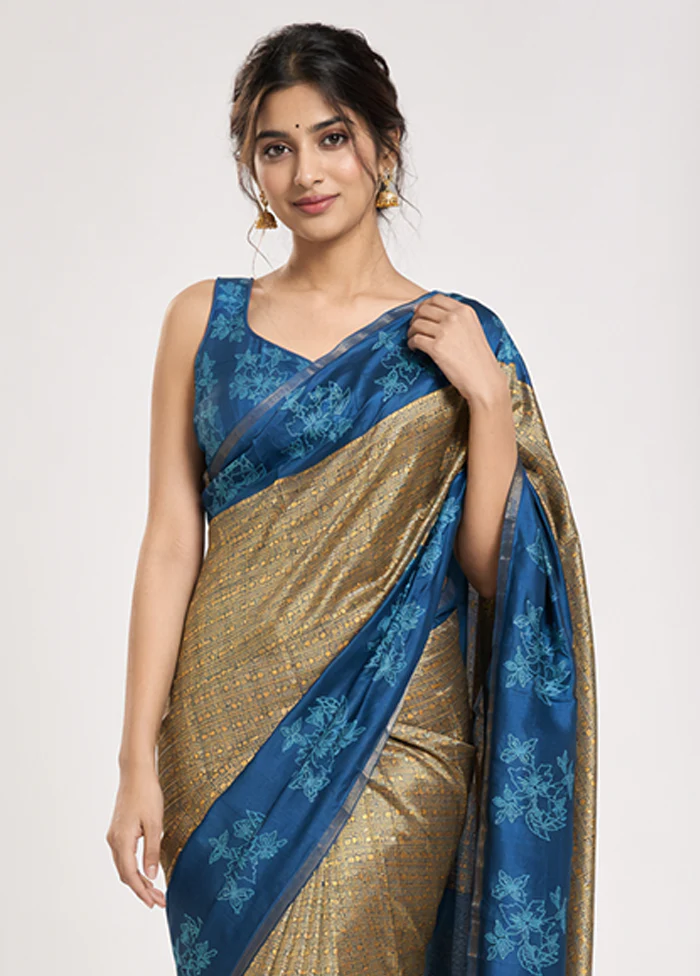 Yellow Banarasi Silk Saree With Blouse Piece - Image 2