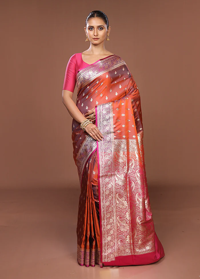 Yellow Banarasi Silk Saree With Blouse Piece - Image 2
