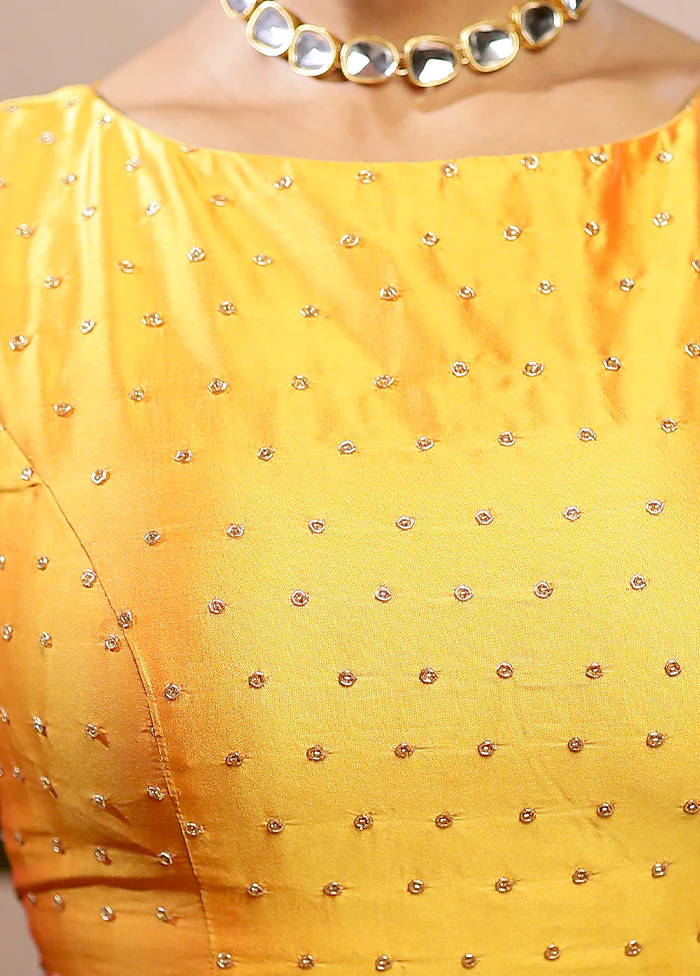 Yellow Blended Silk Designer Blouse - Image 4