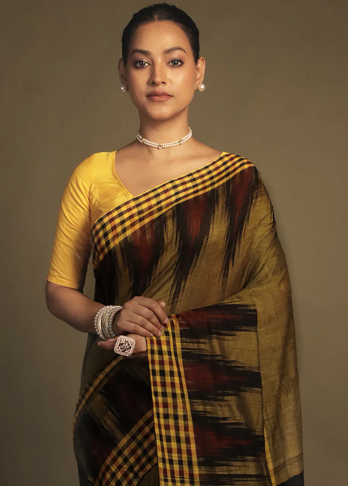 Yellow Bomkai Silk Saree Without Blouse Piece - Image 2