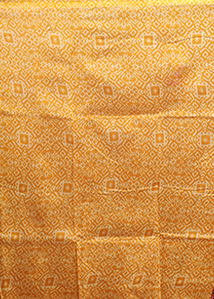 Yellow Chanderi Cotton Saree With Blouse Piece - Image 5